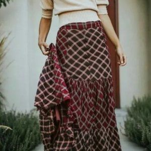 Free People 'Prairie Dreams' Mixed Plaid Lined Maxi Skirt